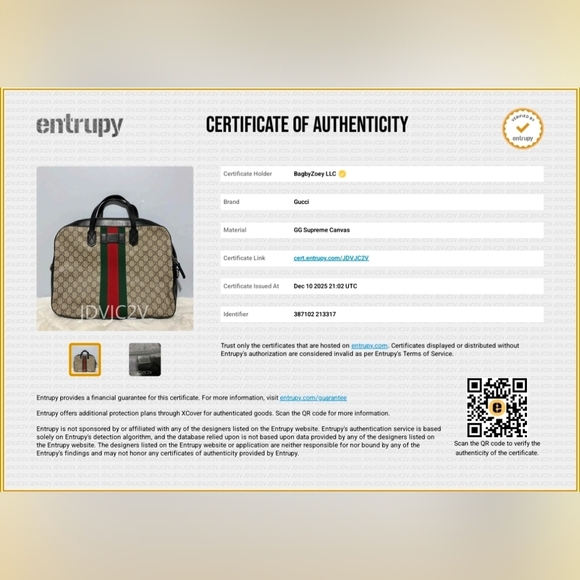 BZ48 💚Gucci GG Supreme Coated canvas web briefcase  - Picture 2 of 16